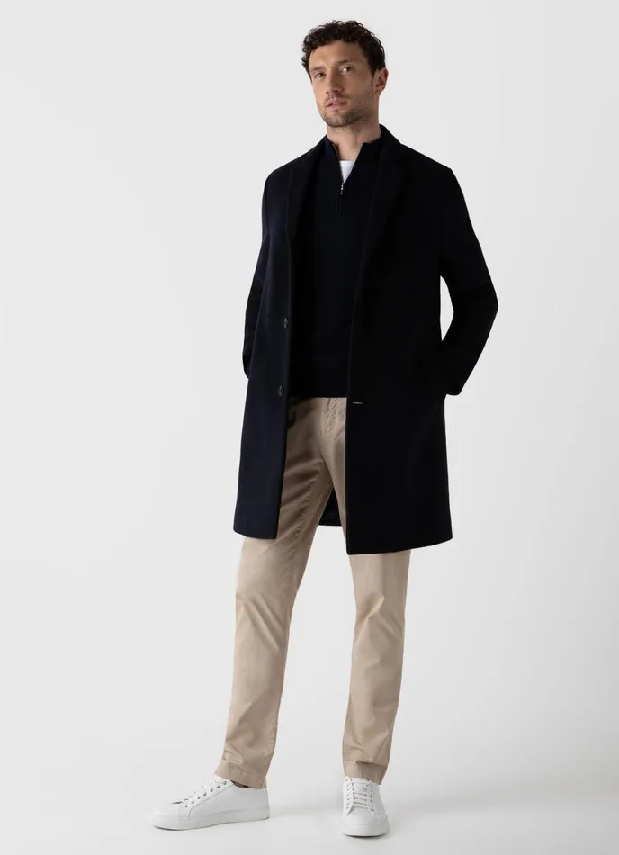 Cashmere Zip Neck Jumper Navy Men SUNSPEL Knitwear