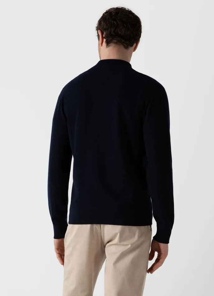 Cashmere Zip Neck Jumper Navy Men SUNSPEL Knitwear