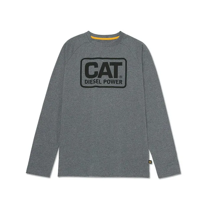 Cat Diesel Power Long Sleeve Tee Dark Heather Grey Men Cat Footwear Tops and Outerwear Cat Diesel Power Long Sleeve Tee Dark Heather Grey Men Cat Footwear Tops and Outerwear