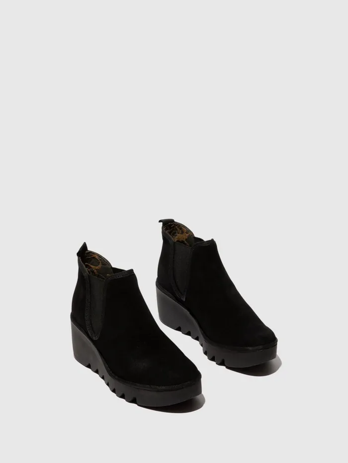 Chelsea Ankle Boots BYNE349FLY OIL SUEDE BLACK Women Fly London Ankle Boots
