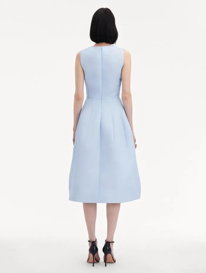 Chrysanthemum Stripe Cocktail Dress Yellow Light Blue Women Oscar De La Renta Dresses Chrysanthemum Stripe Cocktail Dress Yellow Light Blue Women Oscar De La Renta Dresses