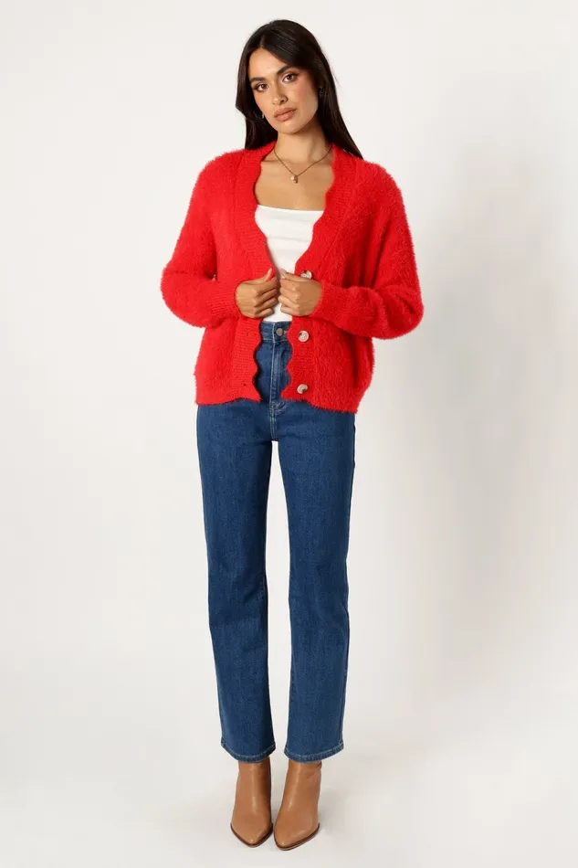 Clara Cardigan Red Sweaters Petal and Pup Women