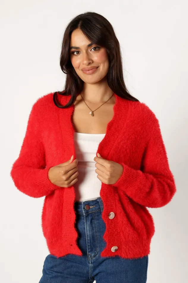 Clara Cardigan Red Sweaters Petal and Pup Women