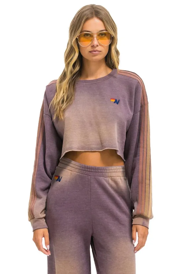 Classic Stripe Cropped Crew Sweatshirt Relaxed 8211 Faded Mocha Women Aviator Nation Sweatshirts Classic Stripe Cropped Crew Sweatshirt Relaxed 8211 Faded Mocha Women Aviator Nation Sweatshirts