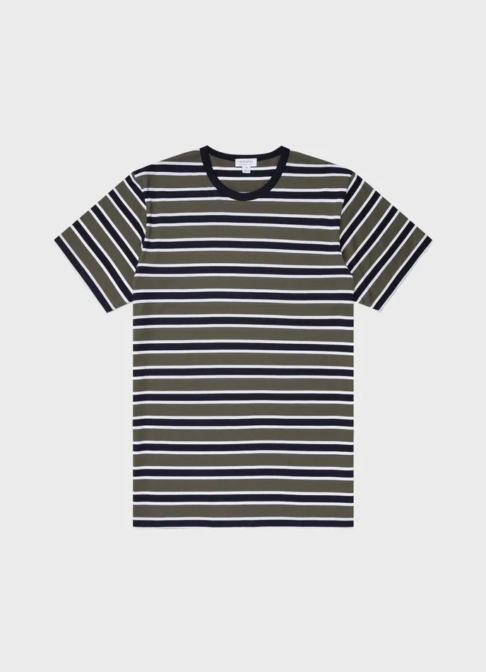 Classic Tshirt Navyhunter Green Holiday Stripe Men SUNSPEL Tshirts