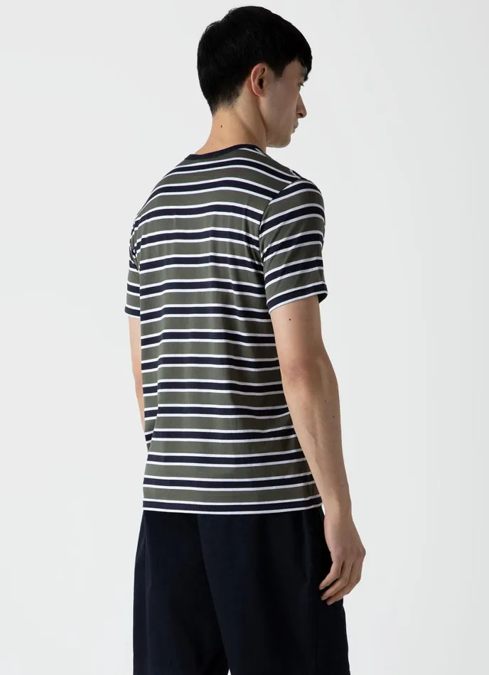 Classic Tshirt Navyhunter Green Holiday Stripe Men SUNSPEL Tshirts