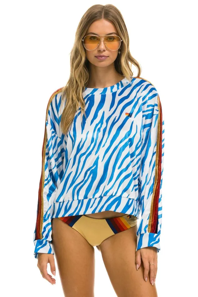 Classic Velvet Relaxed Sweatshirt 8211 Blue Tiger WomenMen Aviator Nation Sweatshirts Classic Velvet Relaxed Sweatshirt 8211 Blue Tiger WomenMen Aviator Nation Sweatshirts