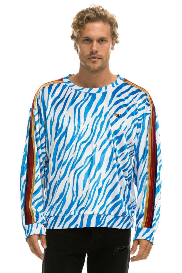 Classic Velvet Relaxed Sweatshirt 8211 Blue Tiger WomenMen Aviator Nation Sweatshirts