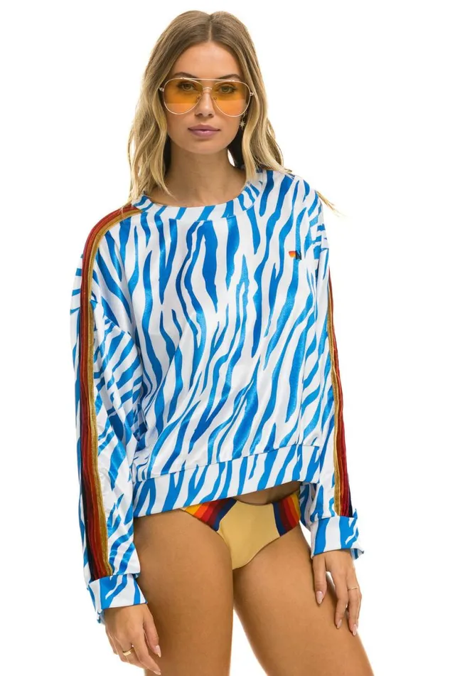 Classic Velvet Relaxed Sweatshirt 8211 Blue Tiger WomenMen Aviator Nation Sweatshirts