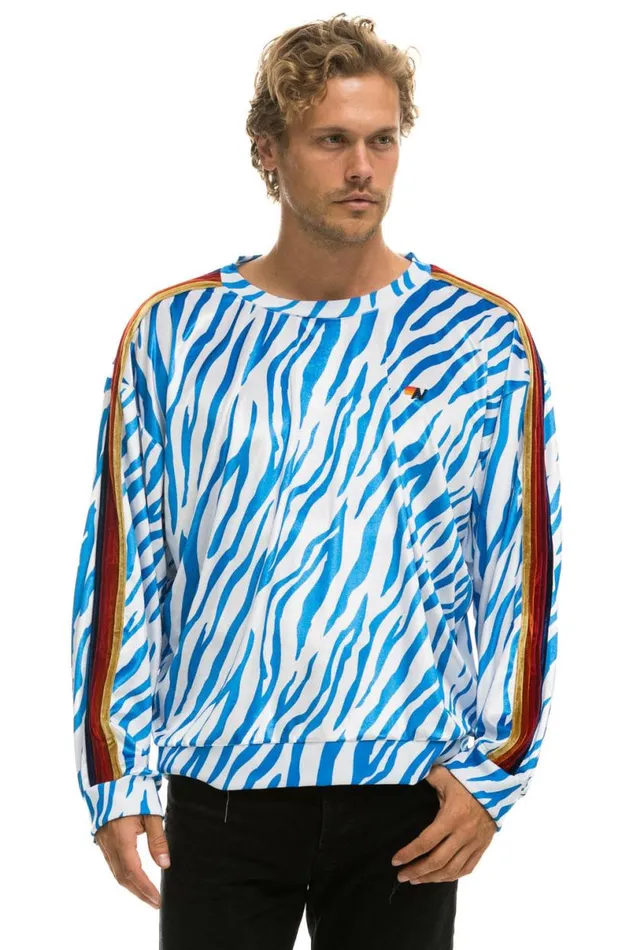 Classic Velvet Relaxed Sweatshirt 8211 Blue Tiger WomenMen Aviator Nation Sweatshirts