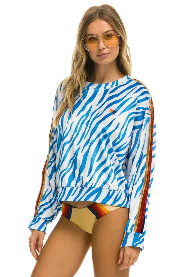 Classic Velvet Relaxed Sweatshirt 8211 Blue Tiger WomenMen Aviator Nation Sweatshirts