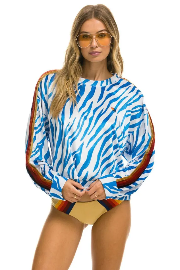 Classic Velvet Relaxed Sweatshirt 8211 Blue Tiger WomenMen Aviator Nation Sweatshirts