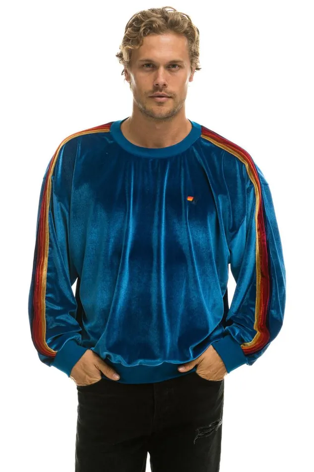 Classic Velvet Relaxed Sweatshirt 8211 Vintage Blue WomenMen Aviator Nation Sweatshirts