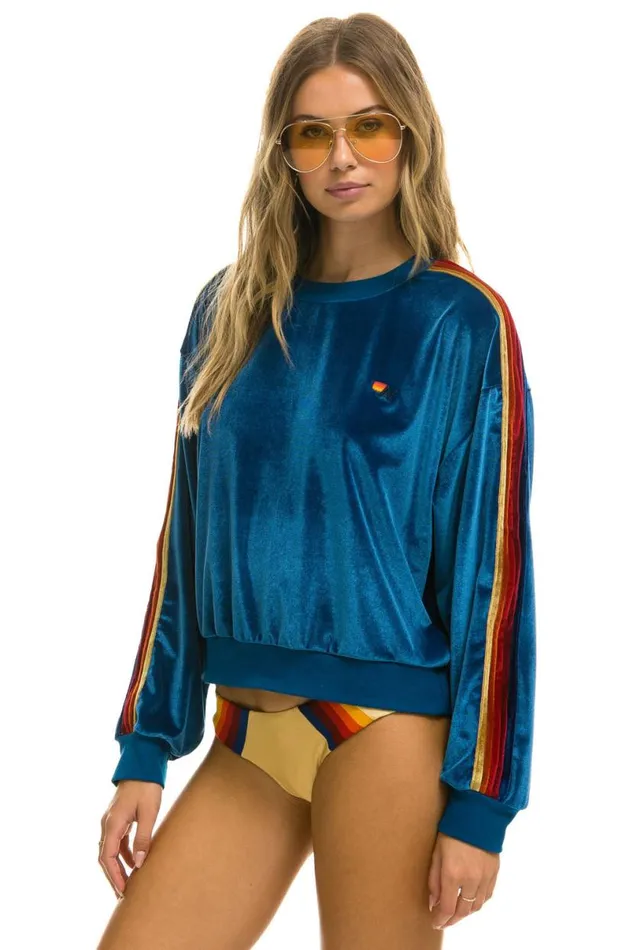 Classic Velvet Relaxed Sweatshirt 8211 Vintage Blue WomenMen Aviator Nation Sweatshirts