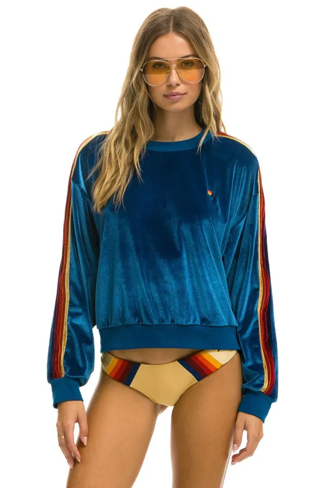 Classic Velvet Relaxed Sweatshirt 8211 Vintage Blue WomenMen Aviator Nation Sweatshirts