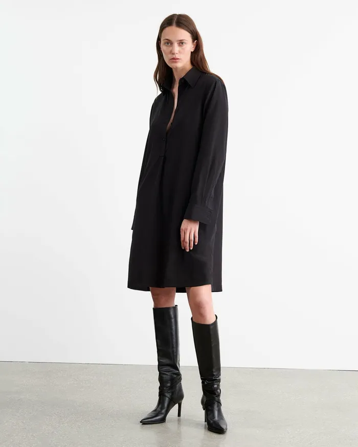 CLOE SILK DRESS Black Women Nili Lotan Dresses and Skirts