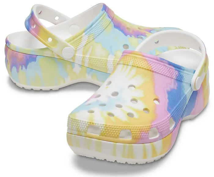 Clogs Classic Platform TieDye Graphic Clog White Multi Crocs Women