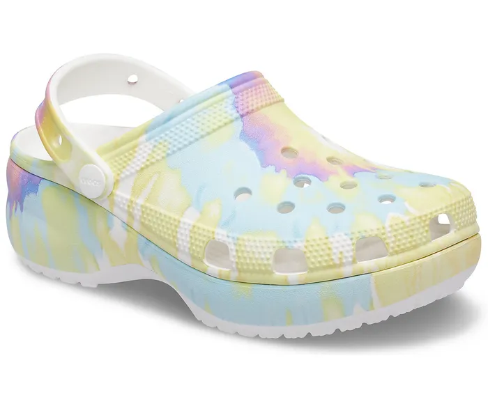 Clogs Classic Platform TieDye Graphic Clog White Multi Crocs Women
