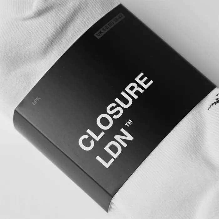 Closure London 6Pack No Show Sport Socks White Men Sliders
