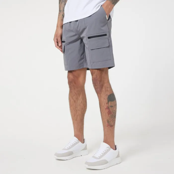 Closure London Bi Stretch Poly Zip Utility Short Charcoal Men Shorts