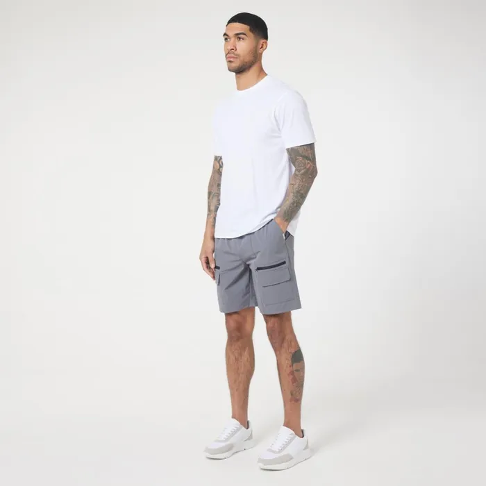 Closure London Bi Stretch Poly Zip Utility Short Charcoal Men Shorts