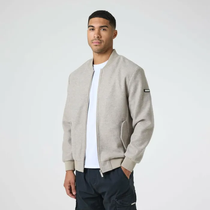 Closure London Faux Wool Smart Bomber Taupe Men Coats and Jackets