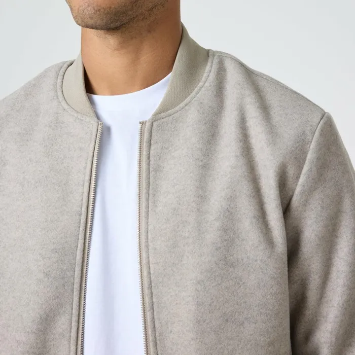 Closure London Faux Wool Smart Bomber Taupe Men Coats and Jackets