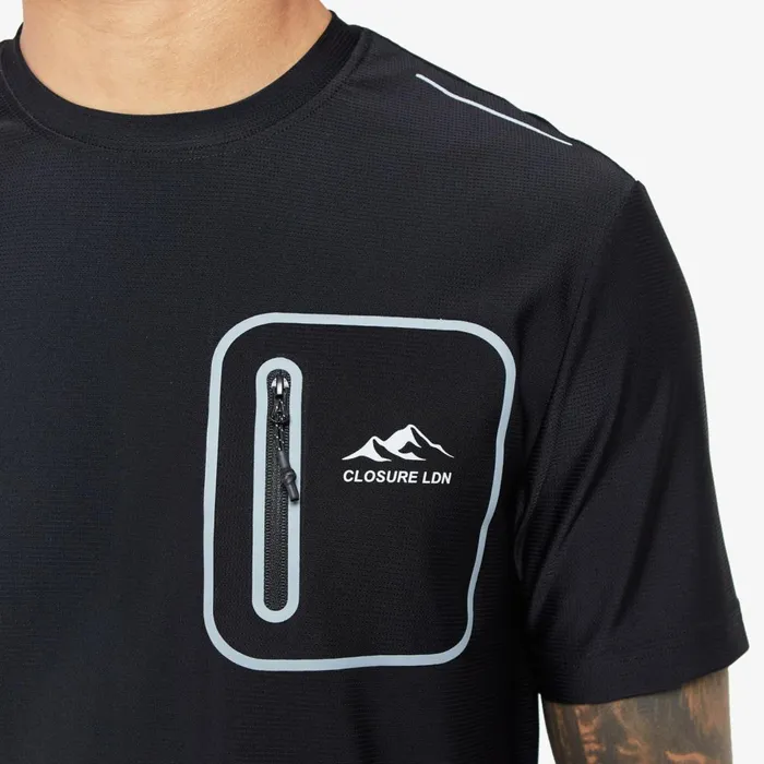Closure London Heat Seal Zip Pocket TShirt Black Men TShirts