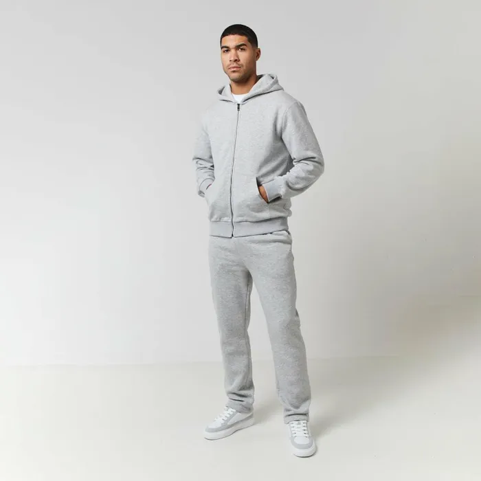 Closure London Relaxed Fit Open Hem Jogger Grey Marl Men Hoodies