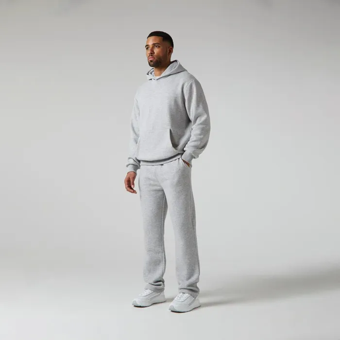 Closure London Relaxed Fit Open Hem Jogger Grey Marl Men Hoodies