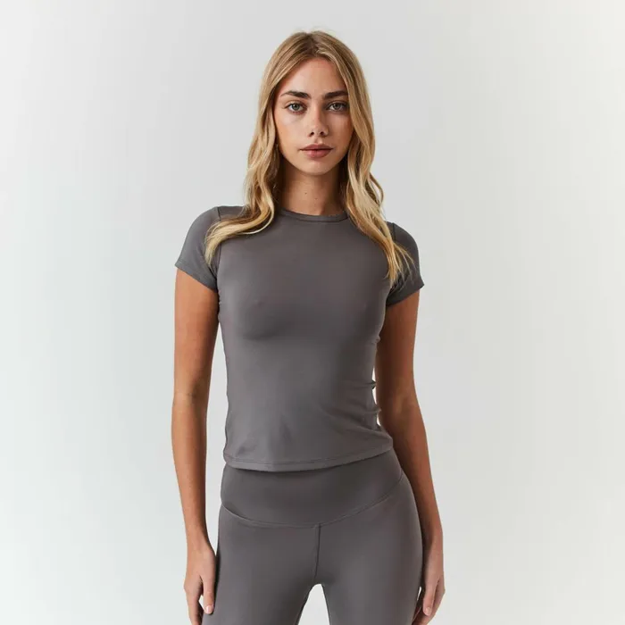 Closure London Second Skin Crop Top and Legging Set Grey Women Sets