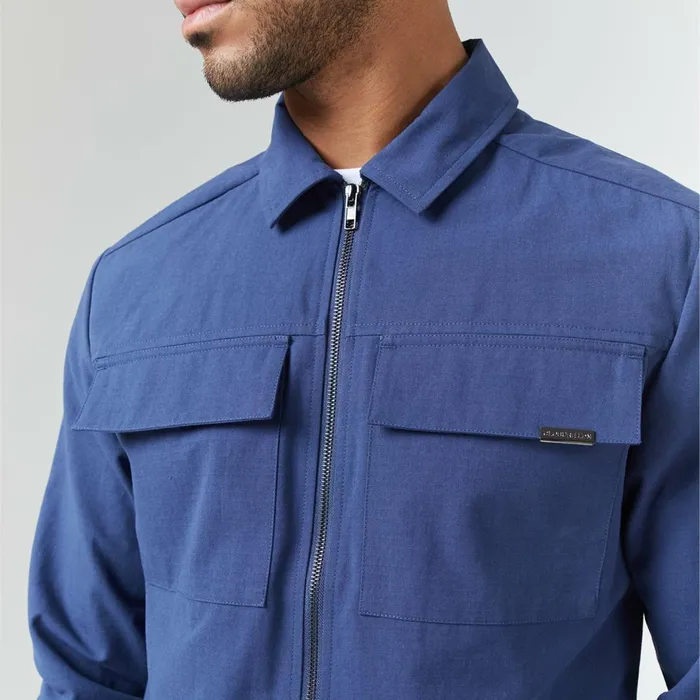Closure London Smart Utility Overshirt Blue Men Overshirts