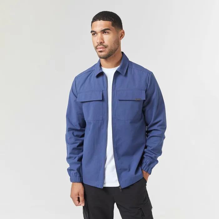 Closure London Smart Utility Overshirt Blue Men Overshirts