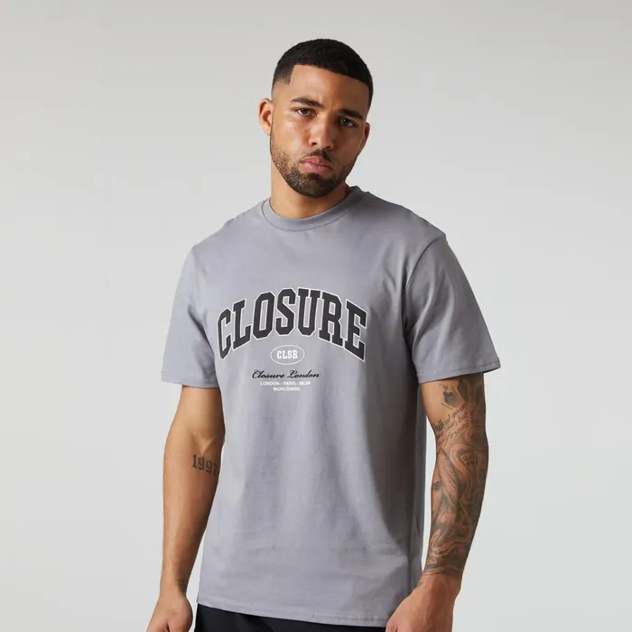 Closure London Varsity TShirt Grey Men TShirts