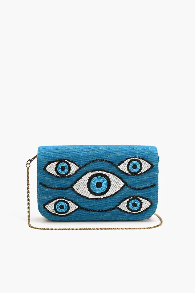 Clutches Women America and Beyond Evil Eye Tufted Embellished Clutch