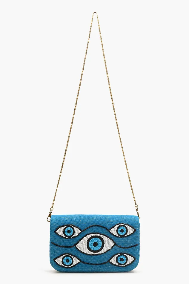 Clutches Women America and Beyond Evil Eye Tufted Embellished Clutch