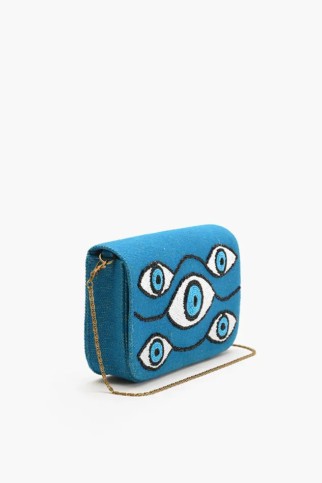 Clutches Women America and Beyond Evil Eye Tufted Embellished Clutch