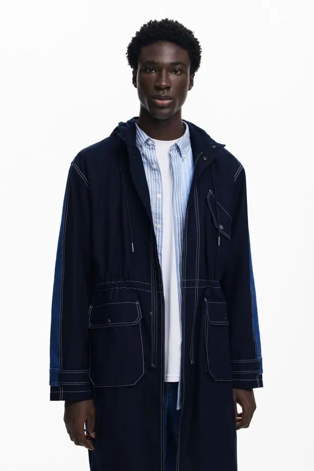 Coats And Jackets Men Desigual Denim Parka Blue