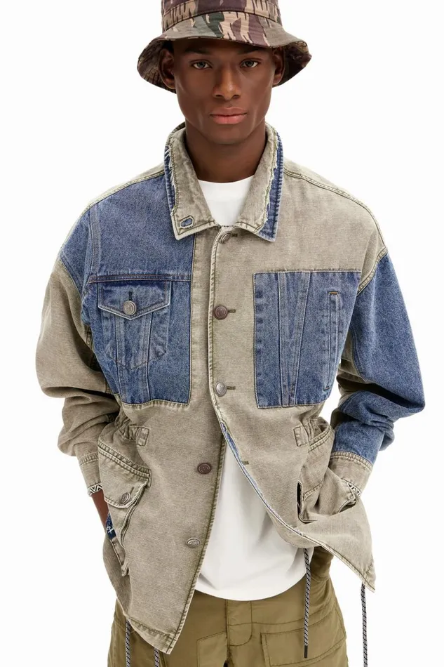 Coats And Jackets Men Desigual Hybrid Parka Jacket Green