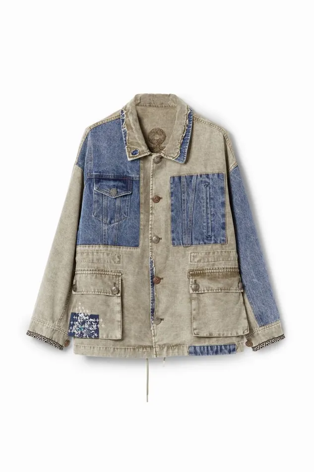 Coats And Jackets Men Desigual Hybrid Parka Jacket Green