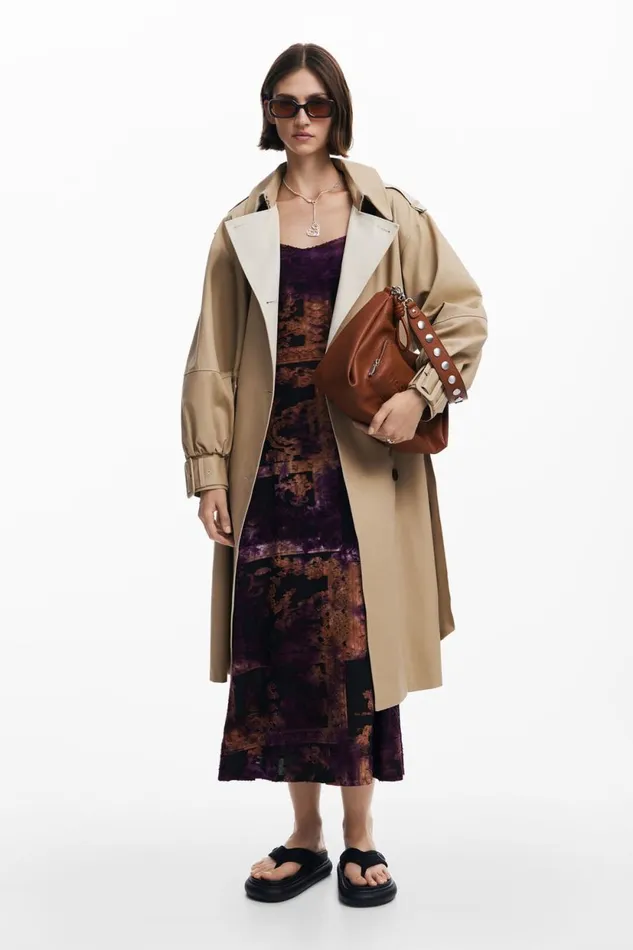 Coats And Jackets Women Desigual Combined Trench Coat Brown