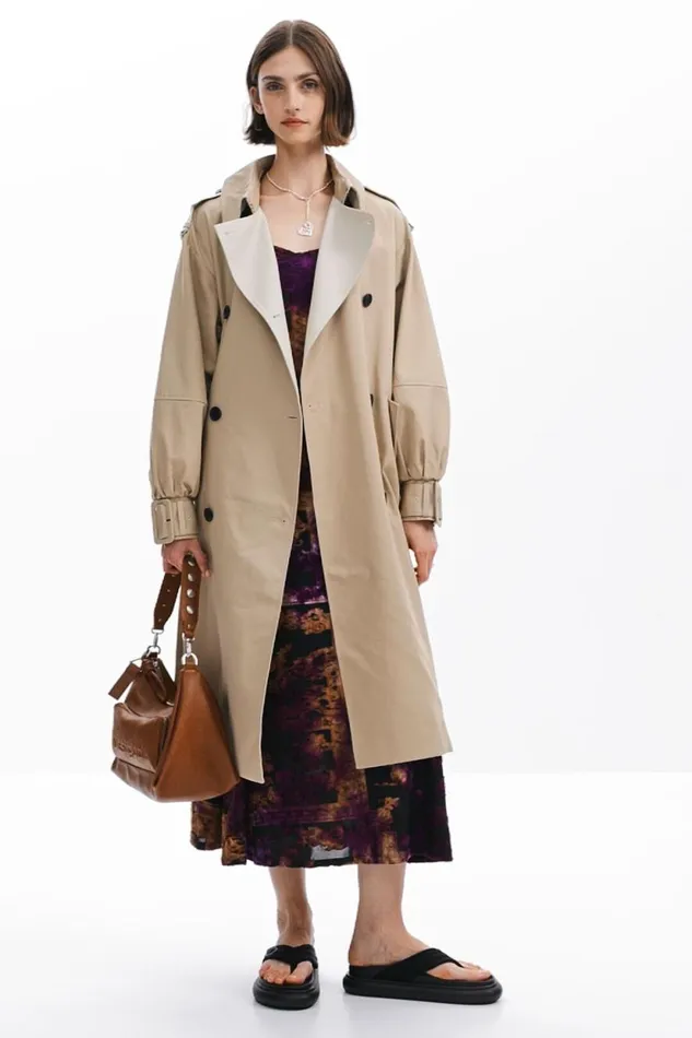 Coats And Jackets Women Desigual Combined Trench Coat Brown