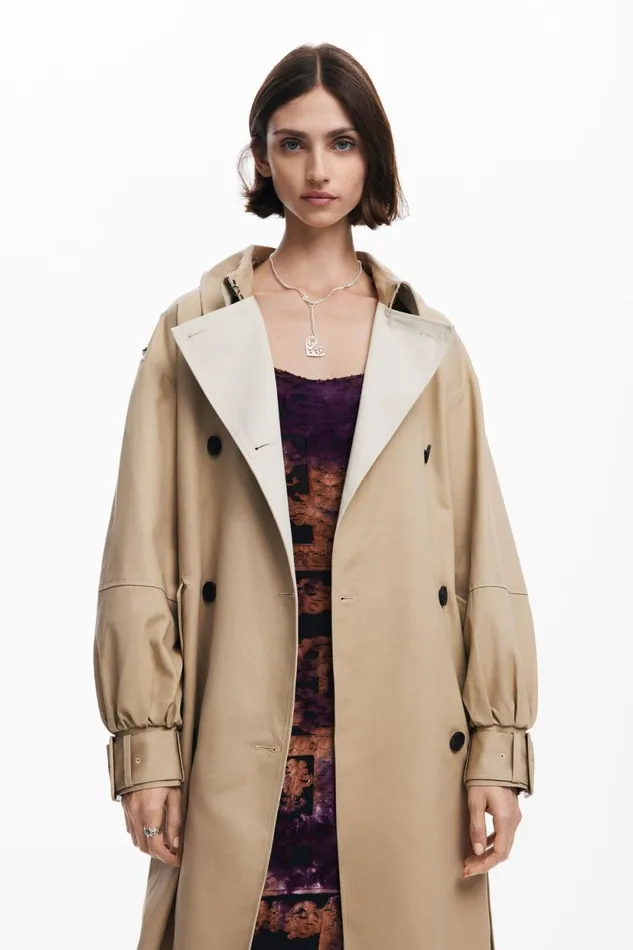 Coats And Jackets Women Desigual Combined Trench Coat Brown
