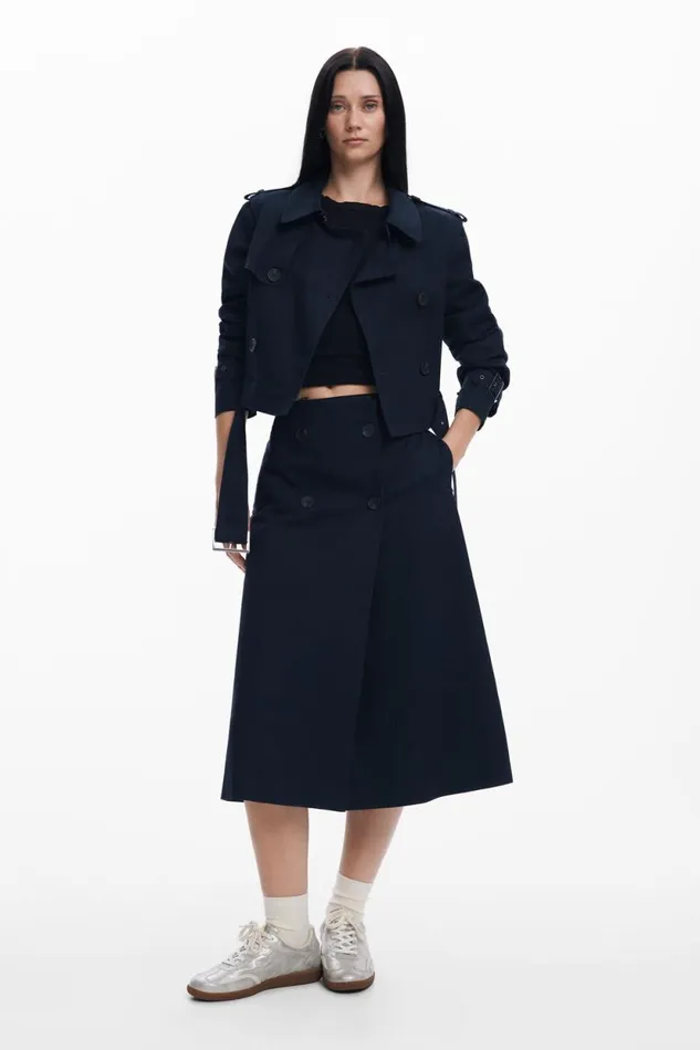 Coats And Jackets Women Desigual Detachable Trench Coat Blue