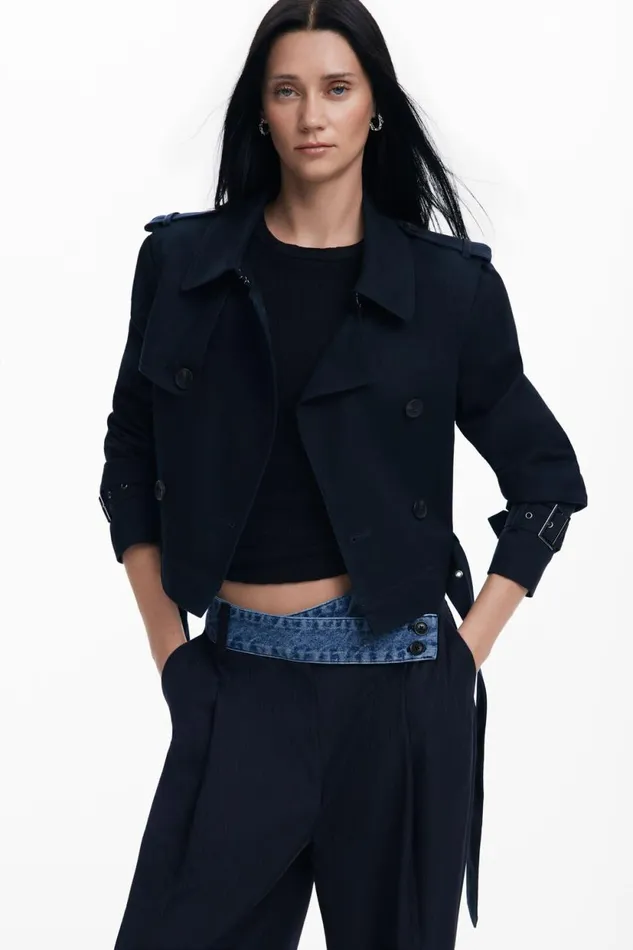 Coats And Jackets Women Desigual Detachable Trench Coat Blue