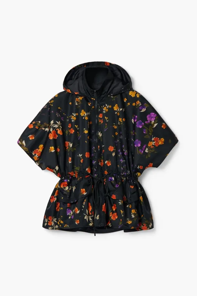 Coats And Jackets Women Desigual Petal Zipper Poncho Black