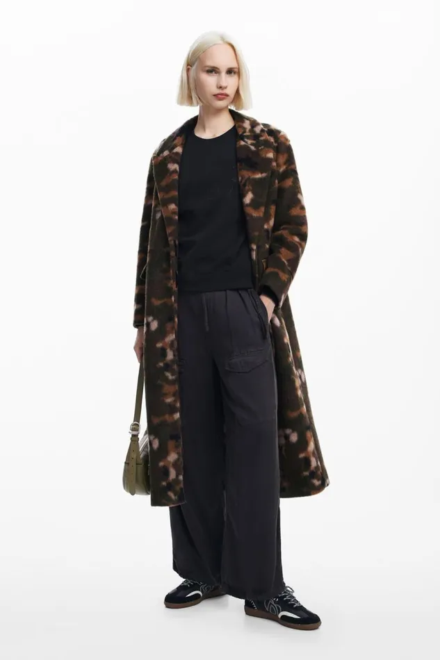 Coats And Jackets Women Desigual Printed Long Coat Green