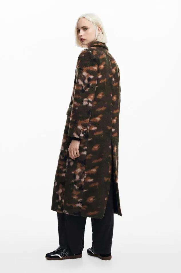 Coats And Jackets Women Desigual Printed Long Coat Green