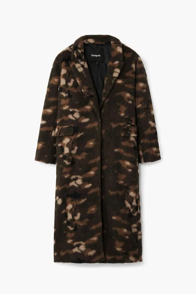 Coats And Jackets Women Desigual Printed Long Coat Green
