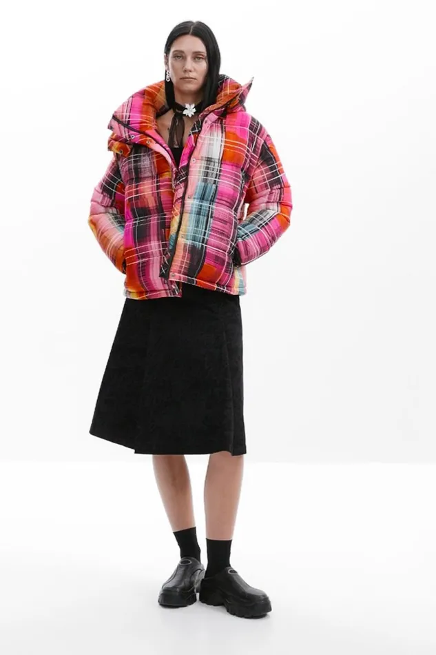 Coats And Jackets Women Desigual Quilted Check Coat Materialfinishes